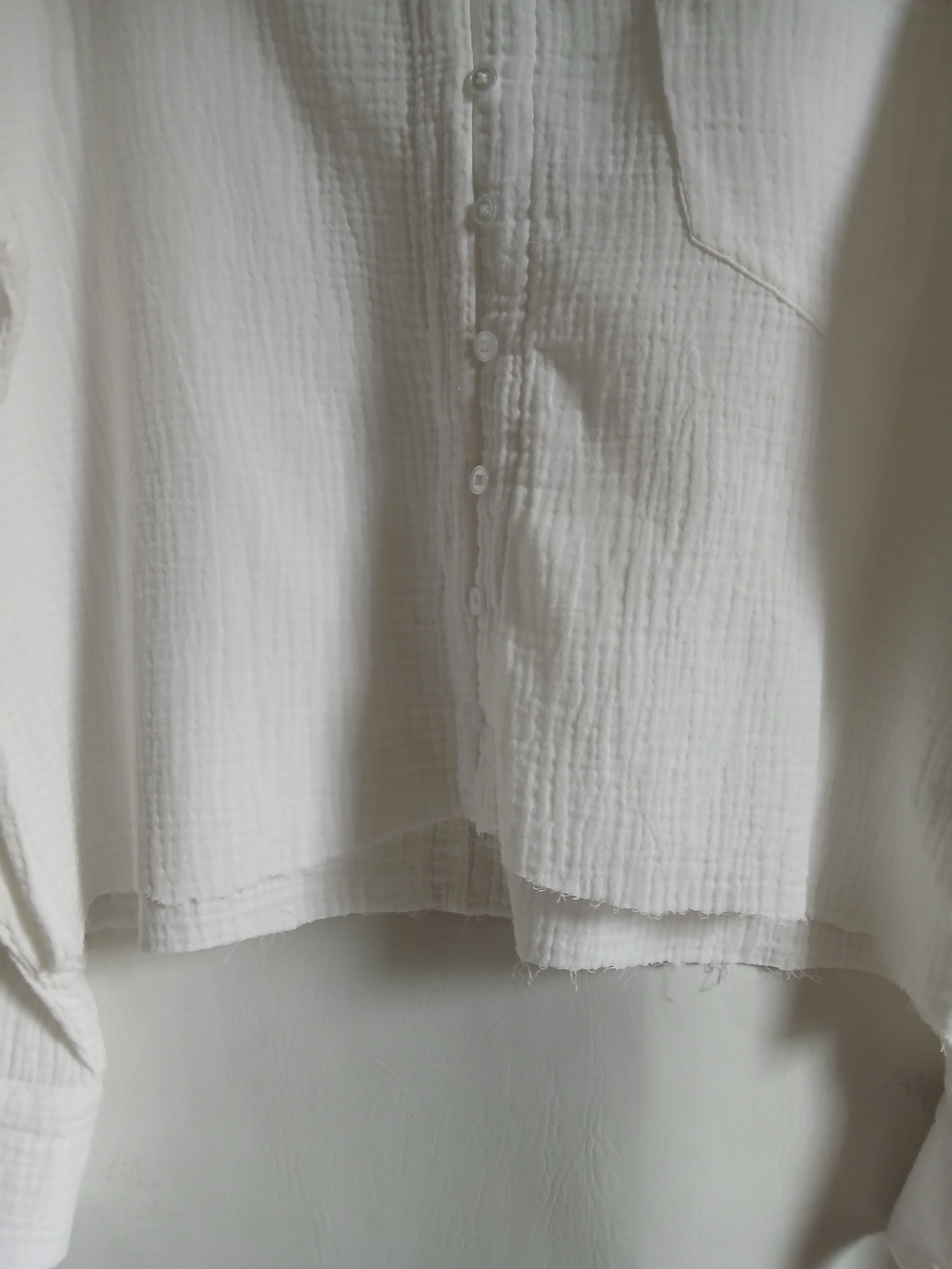 Altar'd State White Cotton Gauze Button-Up Oversized Blouse Frayed Hem - Picture 5 of 15
